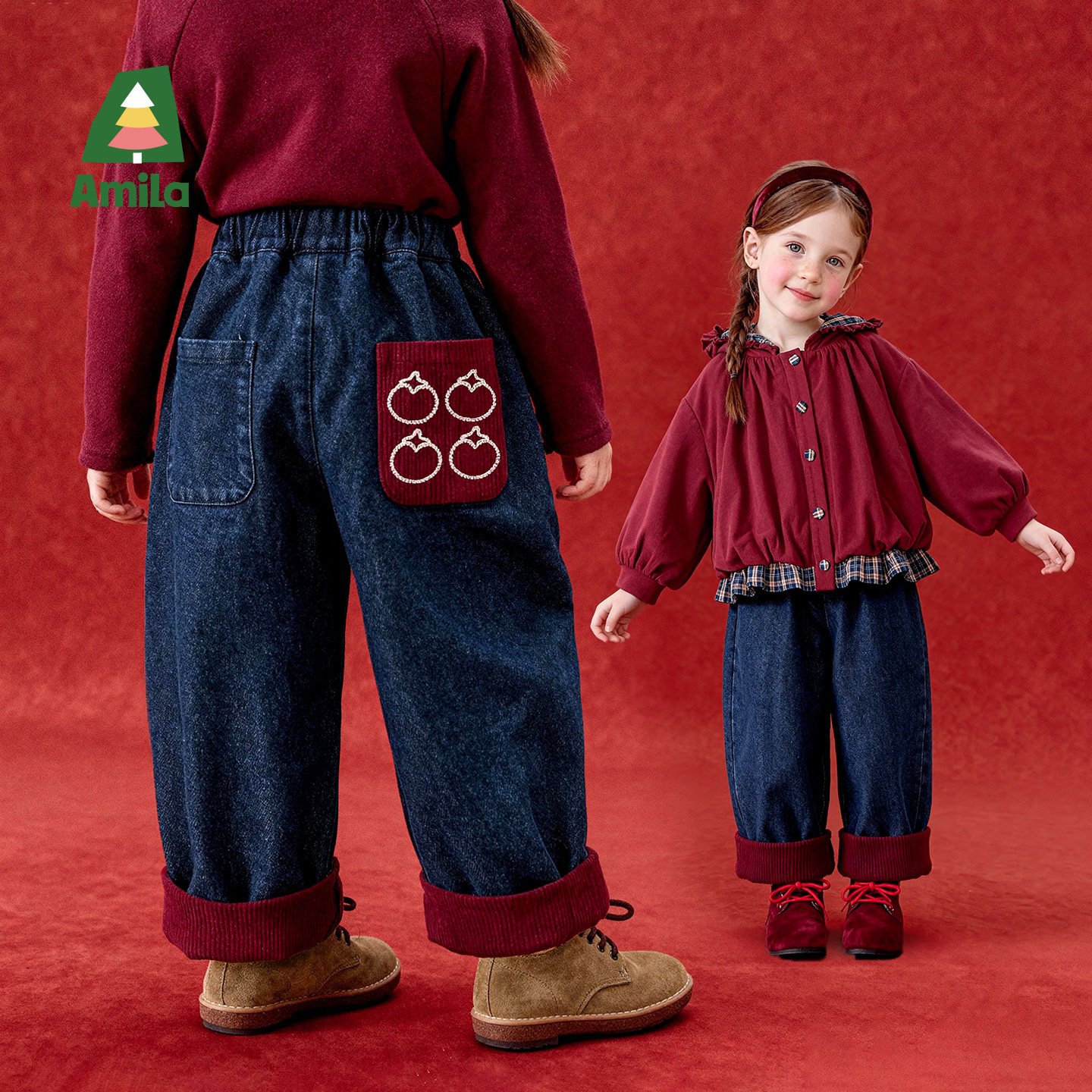 Amila女童加绒牛仔裤2025新款冬季儿童加厚休闲裤一体绒宝宝裤子,童装/婴儿装/亲子装,裤子,淘宝优惠券,粉丝福利购,淘宝优惠卷