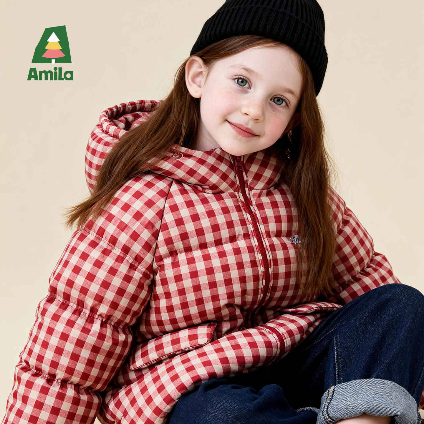 Amila女童短款羽绒服加厚面包服