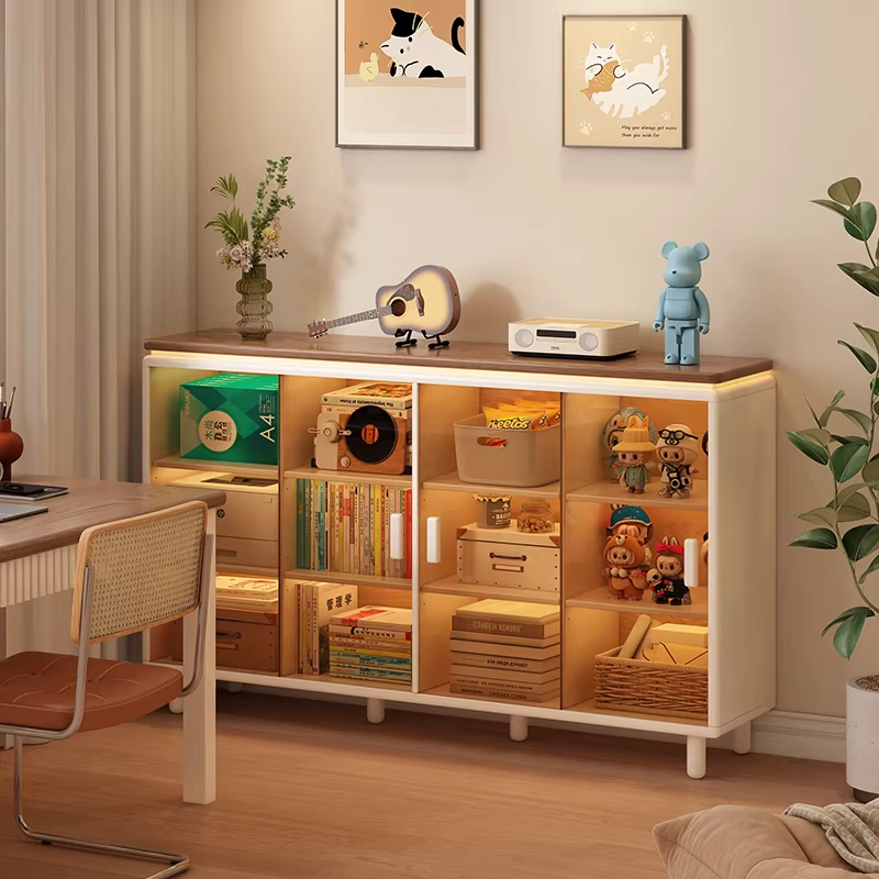 实木书柜带玻璃门展示柜一体整墙书架自由组合格子柜落地储物柜子,住宅家具,组合书柜,淘宝优惠券,粉丝福利购,淘宝优惠卷