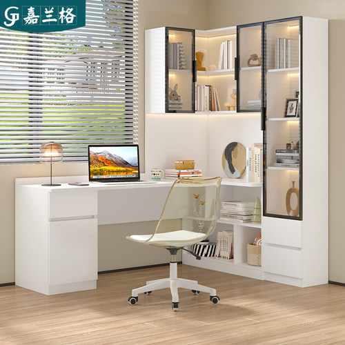 轻奢风转角电脑桌书桌一体
