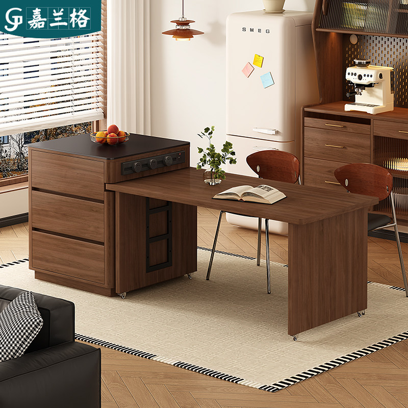 实木岩板岛台餐桌一体厨房分离式岛台吧台柜带轮移动餐桌定制9E90,住宅家具,岛台餐桌,淘宝优惠券,粉丝福利购,淘宝优惠卷
