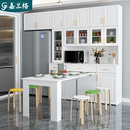 伸缩折叠餐桌餐边柜一体靠墙嵌入式 冰箱柜子组合储物柜定制9G114