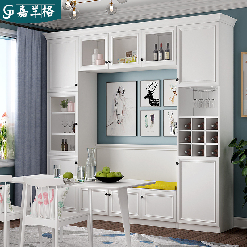 家用卡座餐边柜组合餐厅柜子一体整体靠墙酒柜储物柜定制餐厅柜
