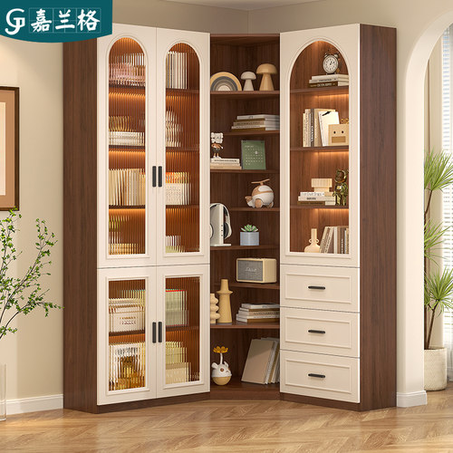 法式客厅转角书柜储物柜