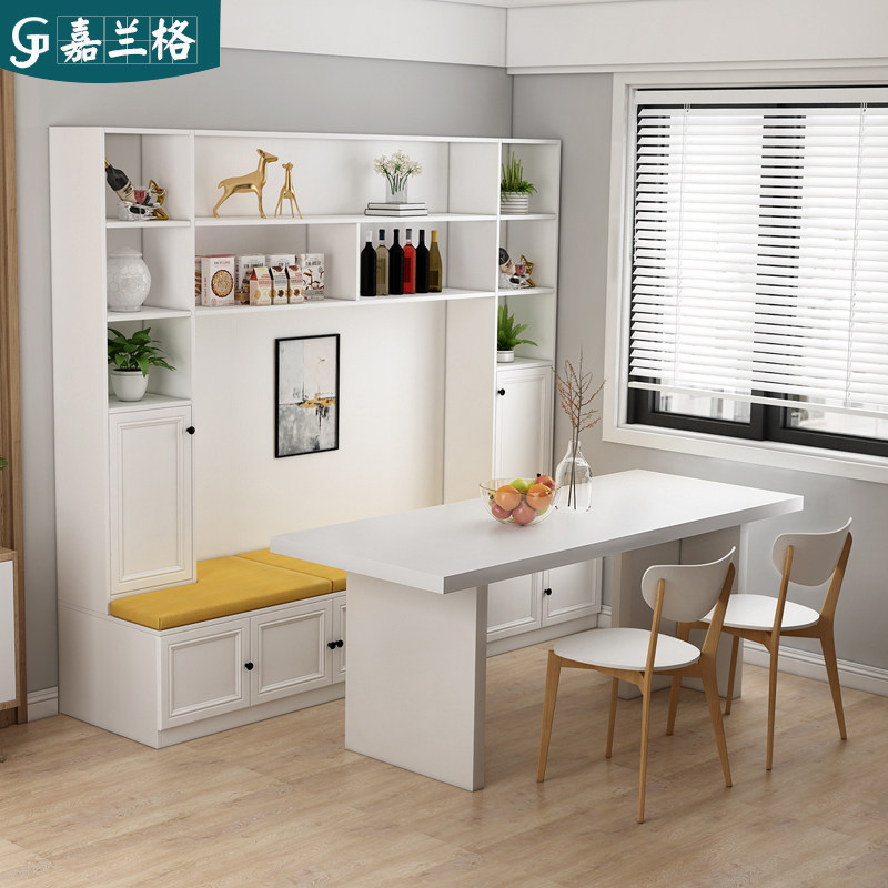 卡座餐桌家用餐边柜一体组合北欧餐厅餐桌椅组合多功能柜子9p-201