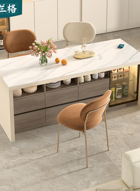 客厅吧台桌隔断柜开 放式岩板中岛台餐桌一体岛台柜单独料理台9E6