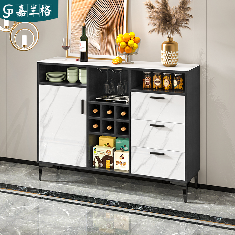 轻奢岩板餐边柜一体靠墙窄型家用