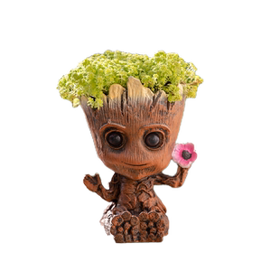 格鲁特个性创意多肉植物花盆树脂卡通可爱巴西木有孔盆栽桌面摆件