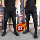 加绒牛仔裤 长裤 男士 保暖黑色裤 3069秋冬季 小脚裤 休闲裤 子百搭冬装