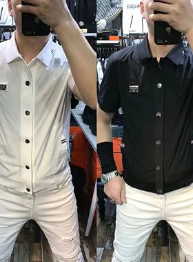 欧货新款夏季男士短袖t恤翻领小衫修身半袖体恤衫潮男装衬衣68161
