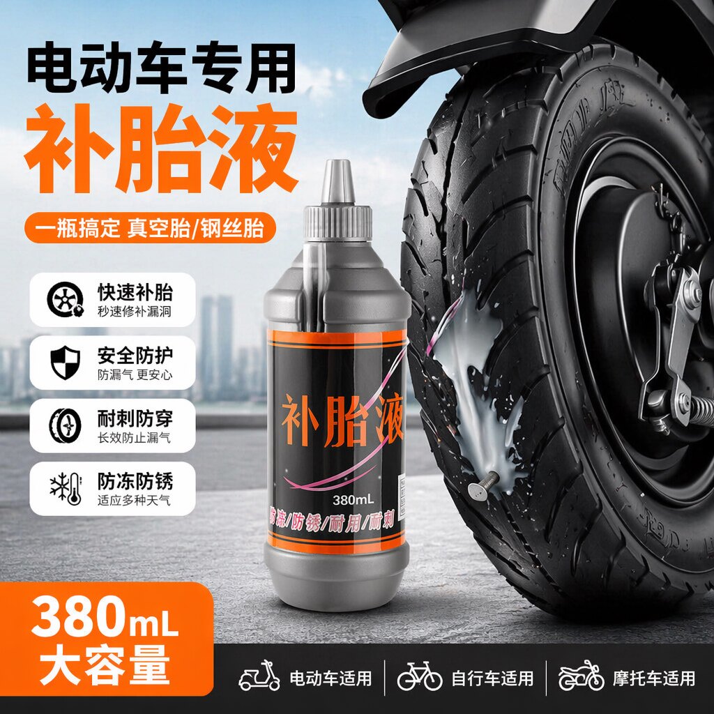自动补胎液电动电瓶车轮胎自补液摩托车自行车真空胎修补神器胶水