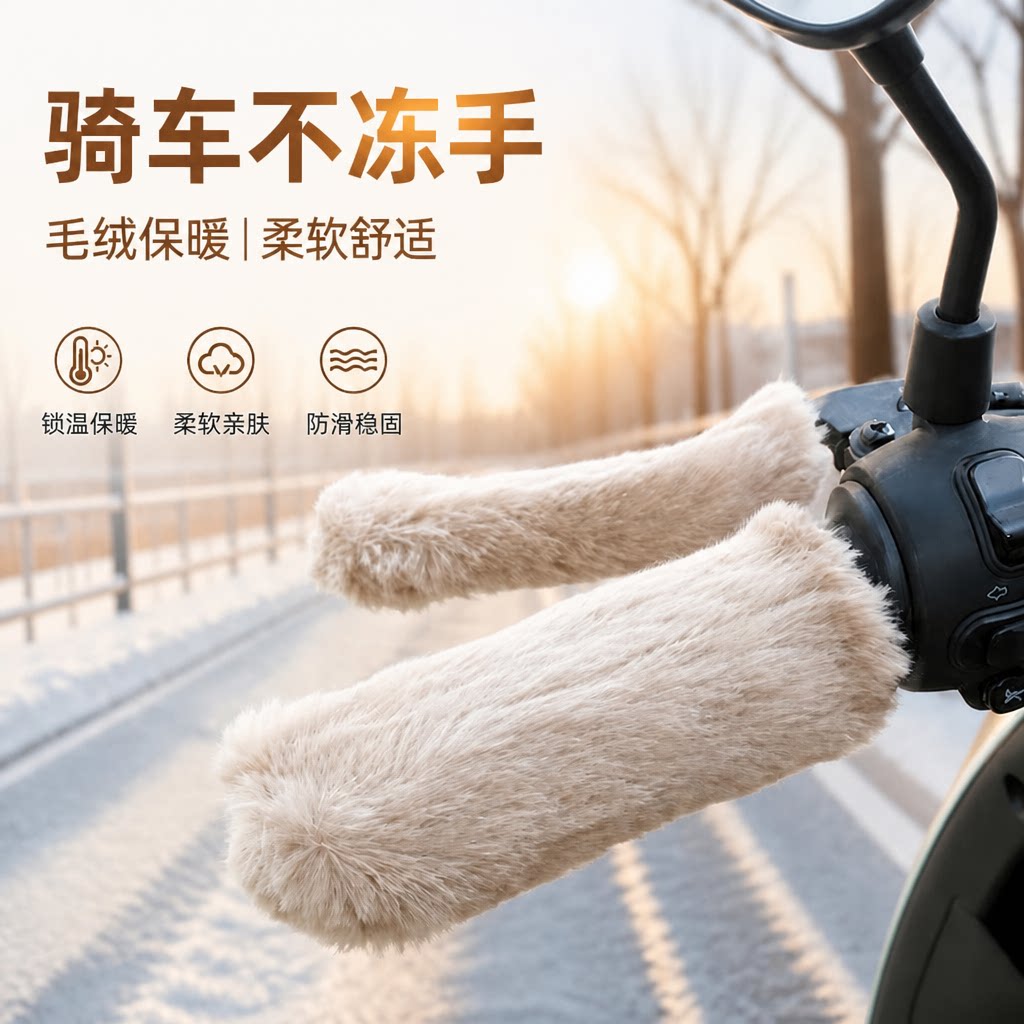 电动车自行车手把套三轮车毛绒保暖套电摩踏板加厚防寒冬季通用套