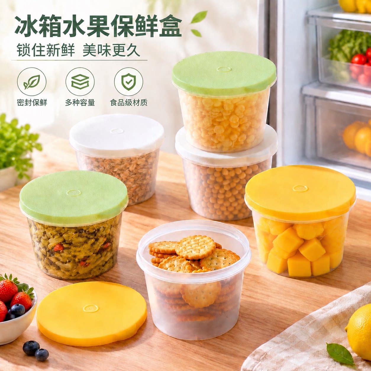 迷你咸菜保鲜罐酱料盒榨菜腌萝卜塑料保鲜盒密封罐带盖冰箱收纳碗