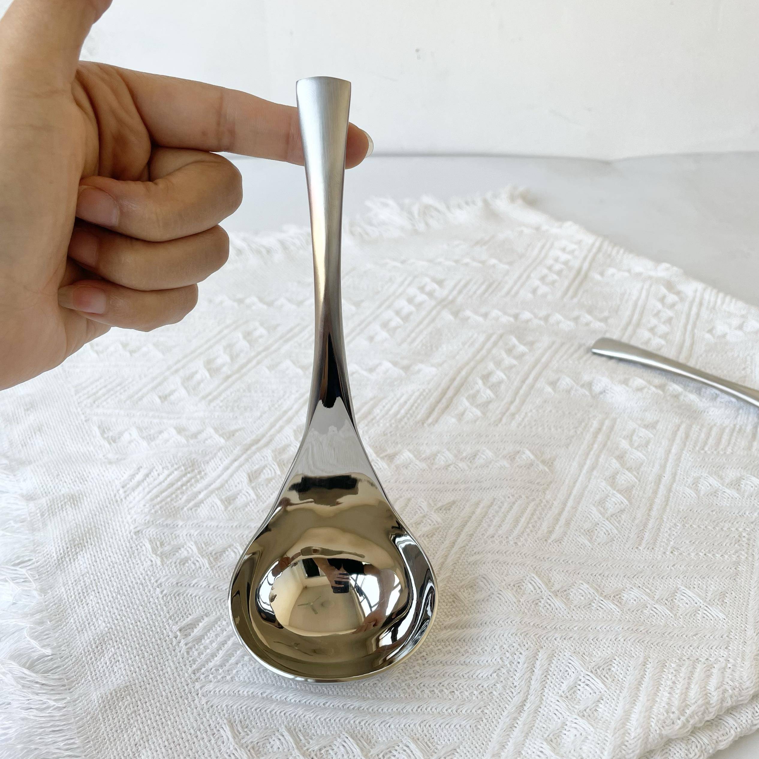 【烟斗勺极其厚重】304不锈钢喝汤勺粥勺汤匙圆头勺调羹桌面小汤