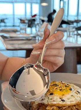 【出德国】升级加厚【贵族体验】钢勺圆勺分汤勺分餐勺公用勺自助