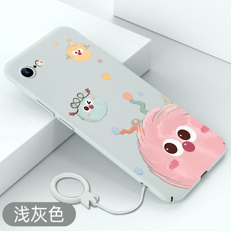 适用苹果8手机壳粉色煤球iPhone7超薄硬壳苹果6全包防摔苹果7plus可爱8plus卡通新款高级感不顶膜爆款保护套