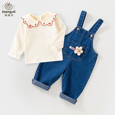 背带裤女宝宝春秋装一岁女童甜美