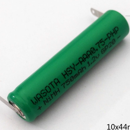 适用WASOTA HSY-AAA0.75-PHP NiMH 750mAh 1.2v 带焊脚 可充电7号电池