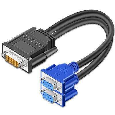 适用浮太DMS59针转双VGA/DVI/HDMI/DP转接线一分二同屏显卡显示高