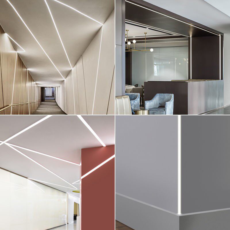 适用led线性灯预埋嵌入式暗藏黑色线条灯流水线型灯吊顶天花线形