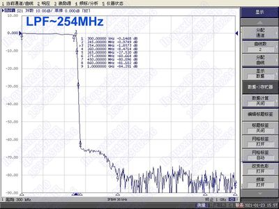 适用定制F母头LPF254MHz有线电视LC无源低通滤波器中山市菲尔特通