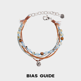 GUIDE織夢多彩手鏈串珠編織手串天然石水晶流蘇風原創 BIAS