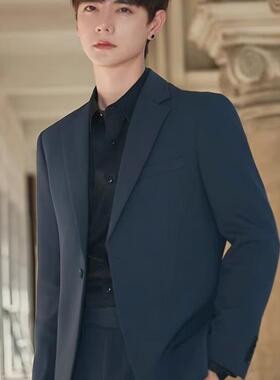 休闲垫肩西装套装男生韩版修身结婚礼服外套商务正装面试小西服潮