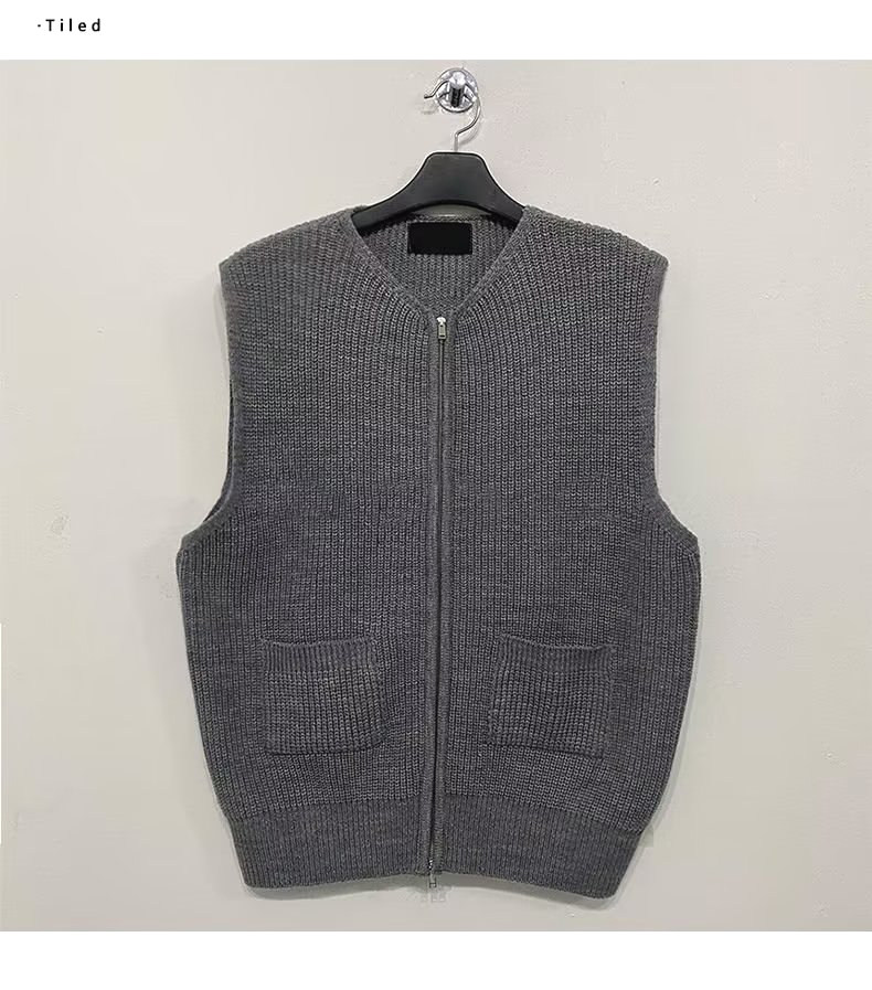 AMERICAN-STYLE CITYBOY KNITTED VEST MENS HIGH-END SENSE OF LOOSE SLEEVELESS CARDIGAN SMALL VEST PERSONALITY COLLEGE STYLE SHOULDERS