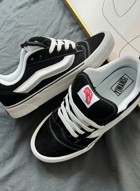 黑白色经典低帮男女板鞋knu skool美式街头时尚复古胖胖面包鞋