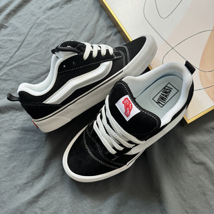 黑白色经典低帮男女板鞋knu skool美式街头时尚复古胖胖面包鞋