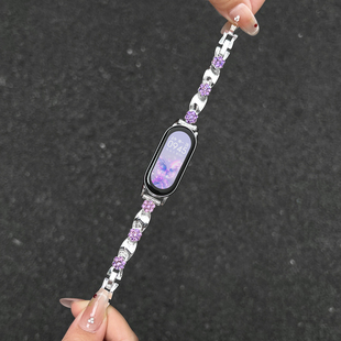 适用小米手环10表带新款金属链女9nfc专用腕带陶瓷款系列表链8/7智能运动5/4高颜值夏天透气手链八九十代链条