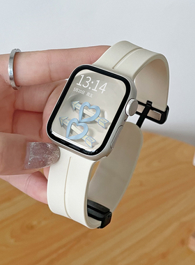 适用苹果iwatch9手表带s9s8s7s6s5se表带applewatchs8新款硅胶磁吸watchs7替换带iphonewatch男女生iwatchse