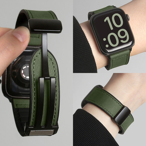 适用vivowatchgt2疯马皮磁吸表带