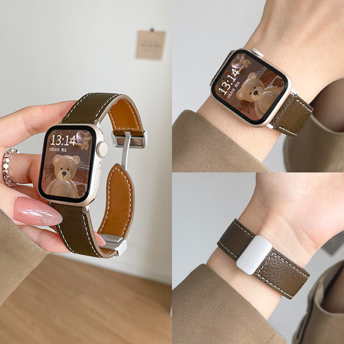 iwatchs10女磁吸真皮手表带显白