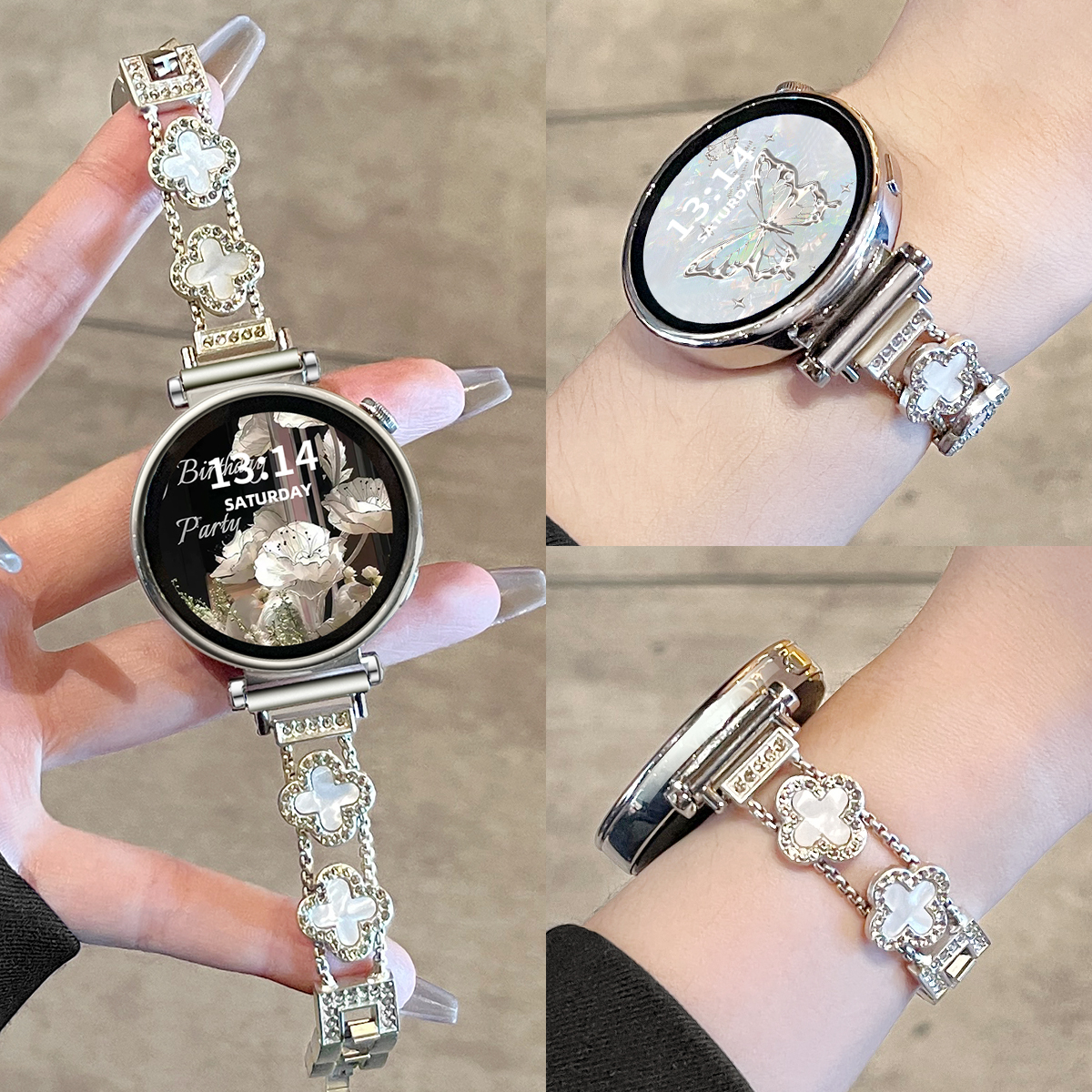 watchgt5表带夏天新款金属四叶草