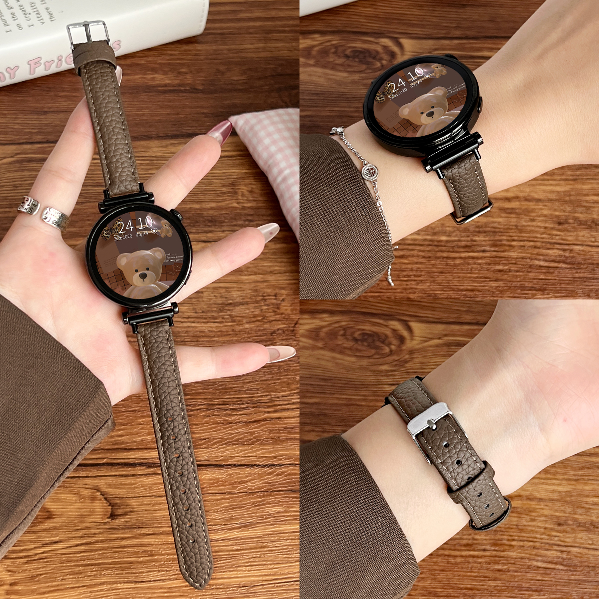 适用华为gt6荔枝纹针扣皮质表带