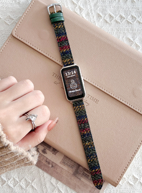 适用华为手环10/9/8表带秋冬新款band7nfc版腕带舒适创意荣耀智能运动手表6pro手表带高级感八九十代毛昵女生