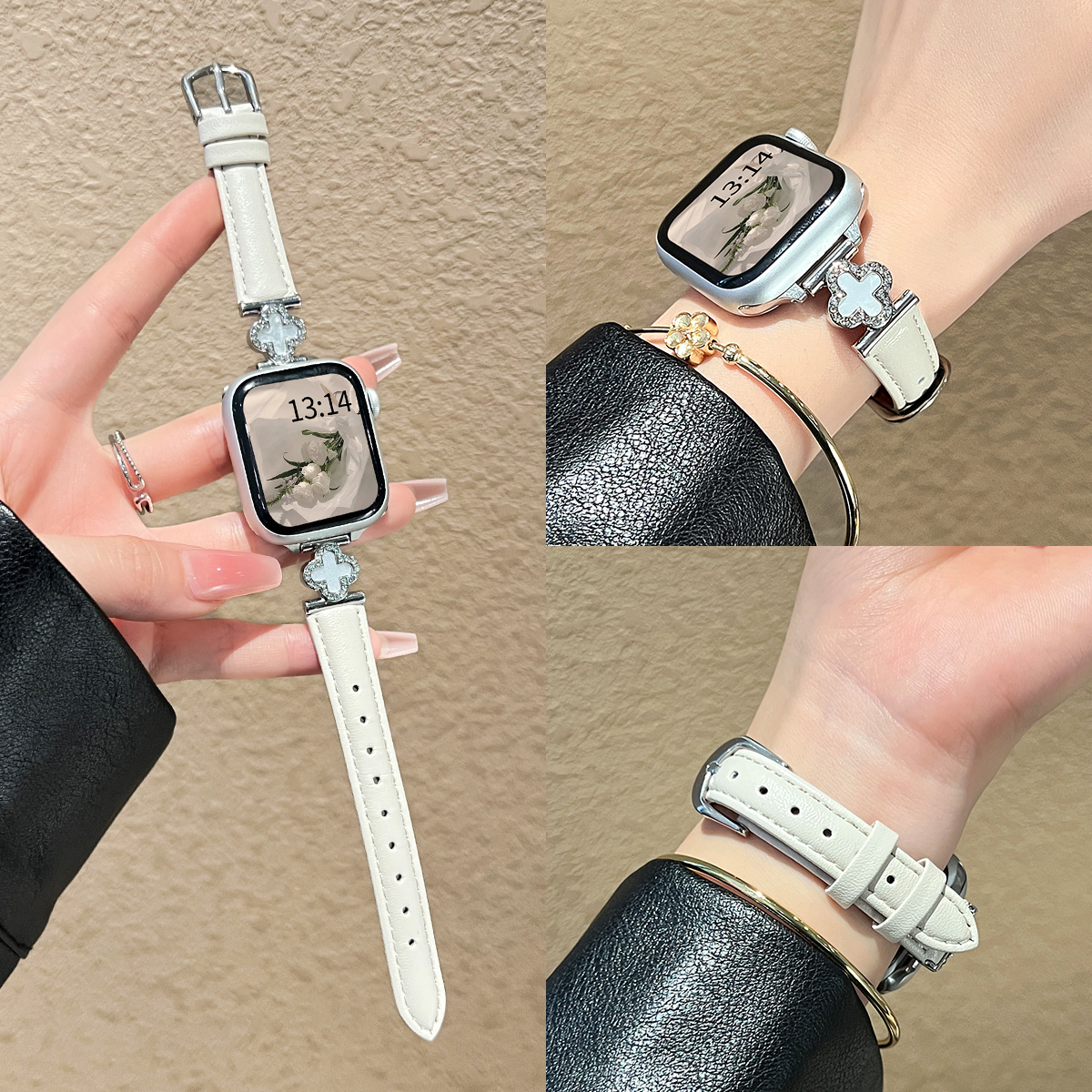 iwatchs11镶钻四叶草小蛮腰皮带