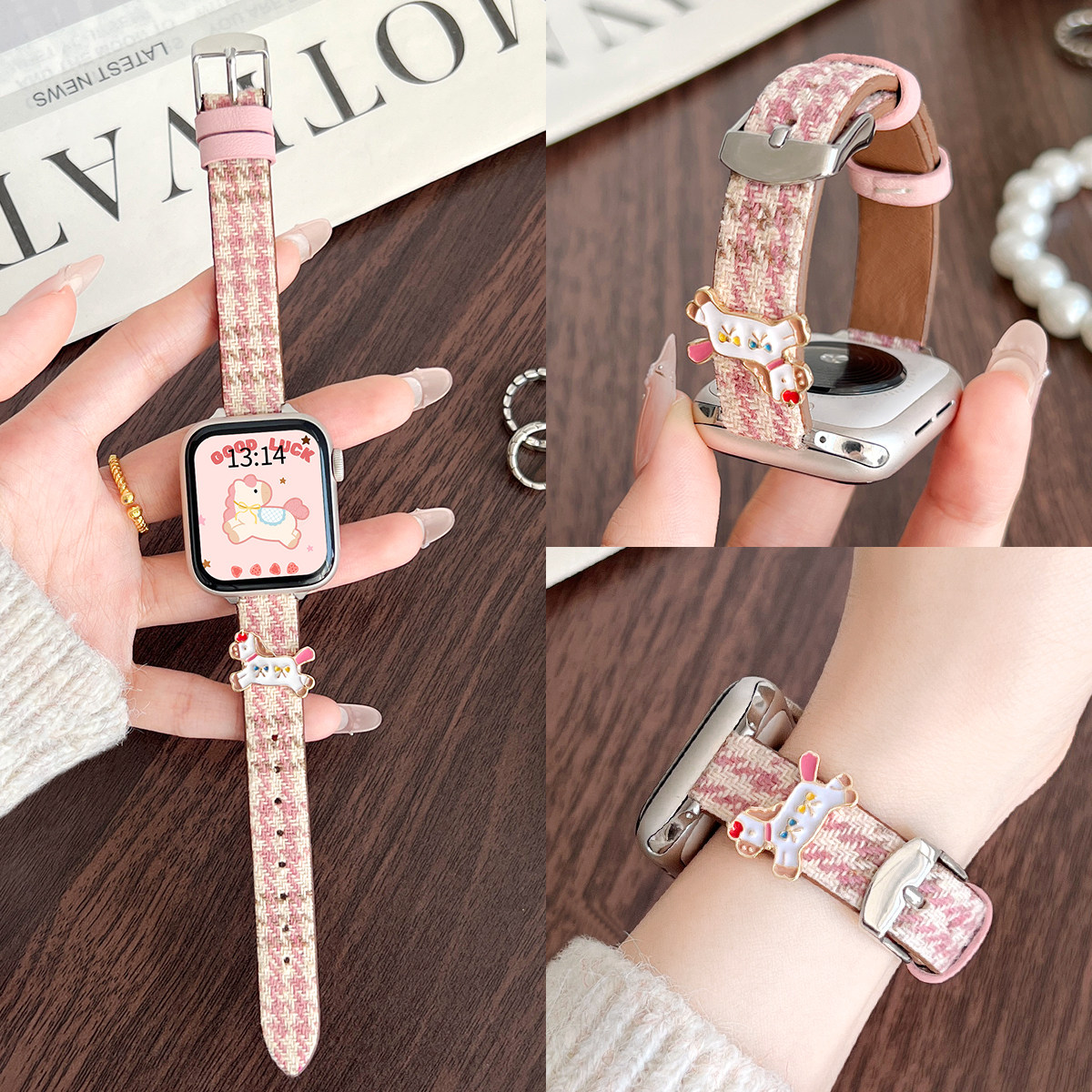 适用华为fit4表带秋冬女款fit4Pro系列手表带新款真皮毛呢watchfit3高级感精致女生手带fit2/1智能运动手表链,智能设备,智能手表手环表带/腕带,淘宝优惠券,粉丝福利购,淘宝优惠卷