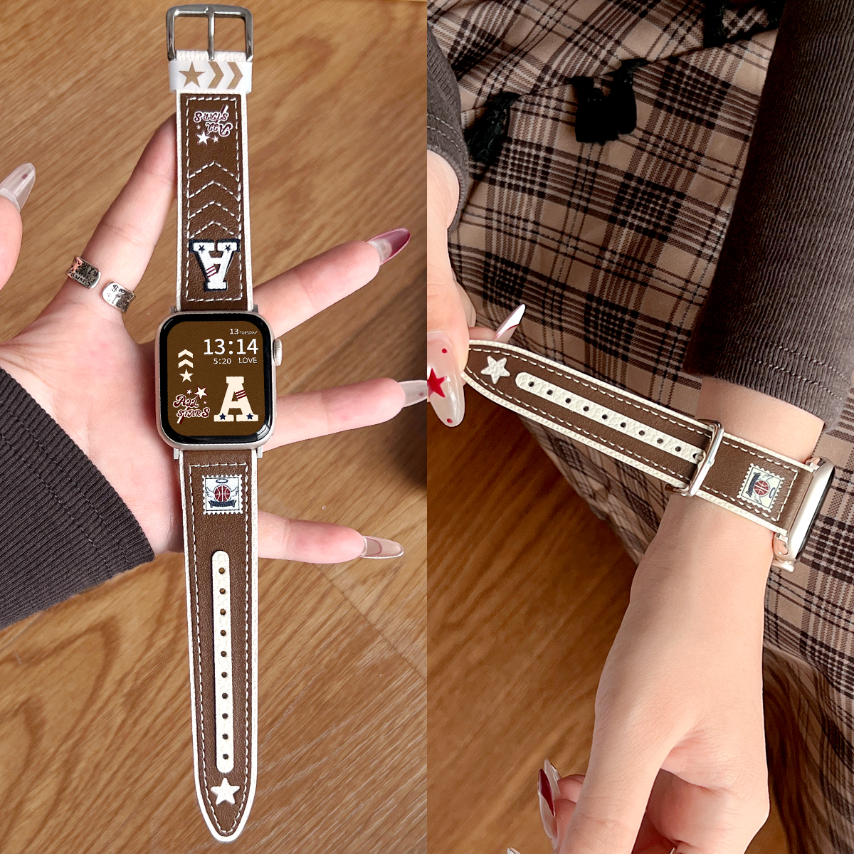 适用华为fit4/3创意美式真皮表带