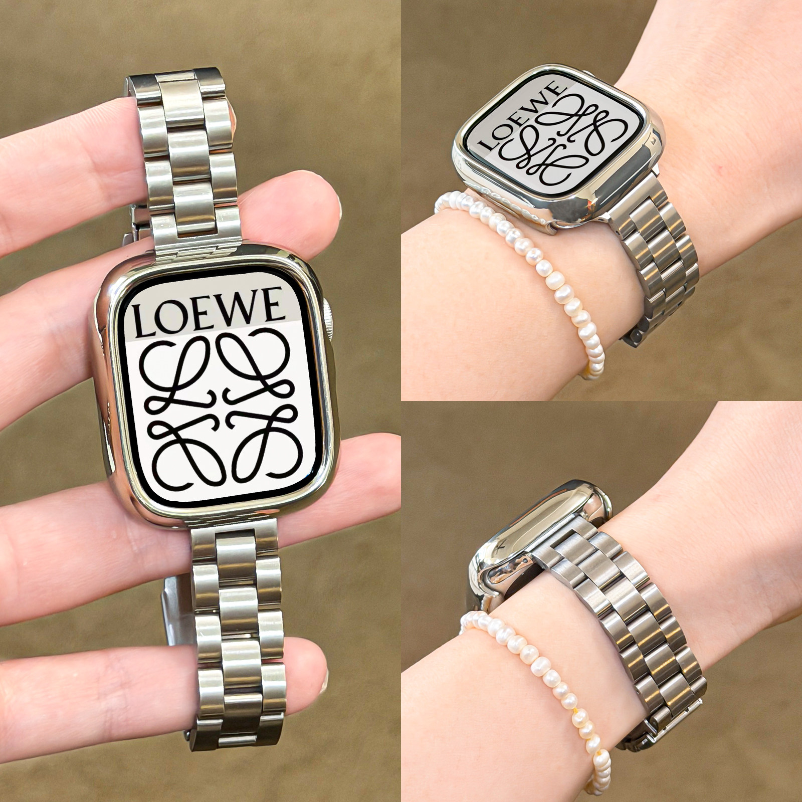 适用苹果s11表带夏天新款iwatchs10腕带新品金属女款applewatchs9手表带高级感小众se系列s8智能s7专用s6手链