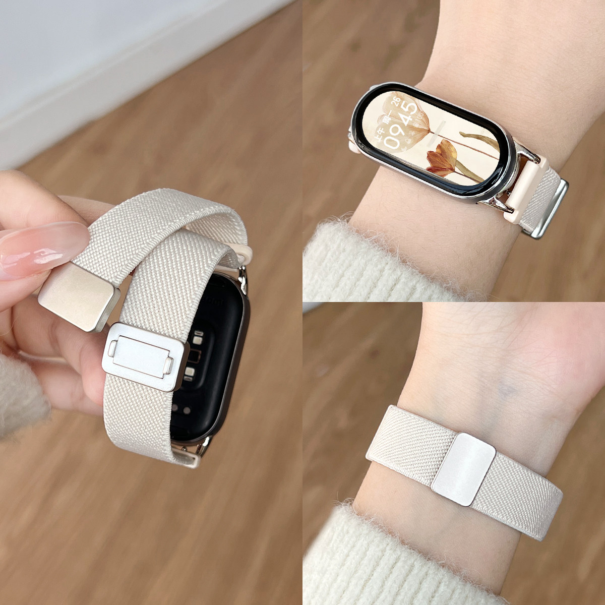 适用小米手环10表带秋冬女款9nfc系列新款编织磁吸腕带十代陶瓷版专用8高级感小众7韩系6智能5电子4运动3手带