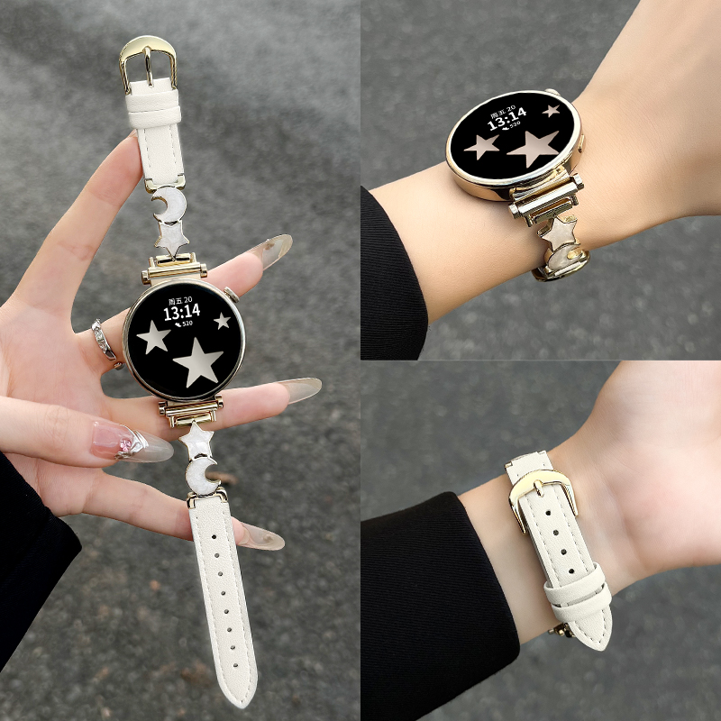 适用小米手表s4表带皮质星月表链