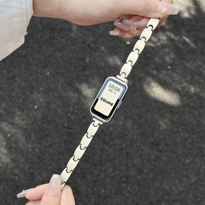 适用手环10仿陶瓷小香风金属表链