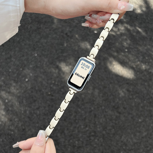 适用手环10仿陶瓷小香风金属表链