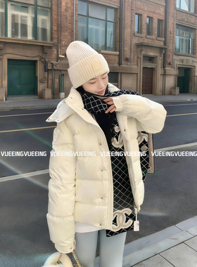 【柜版直发】MON*90白鸭绒连帽加厚羽绒服蒙雾面哑光女款保暖外套