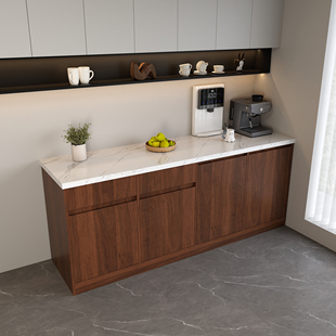 水吧台一体柜办公室商用休闲靠墙公司茶水柜咖啡柜洗手池操作台柜