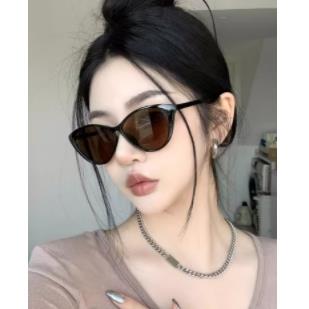2023复古猫眼黑框茶色网红偏光gm墨镜女潮方圆脸显瘦高级感太阳镜
