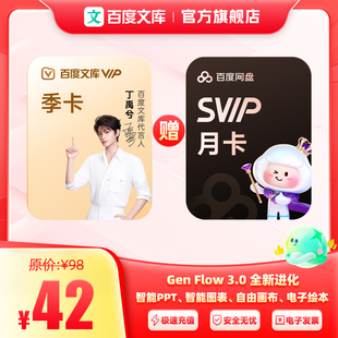【买一赠一】百度文库会员季卡 赠百度网盘会员 Svip月卡【415】