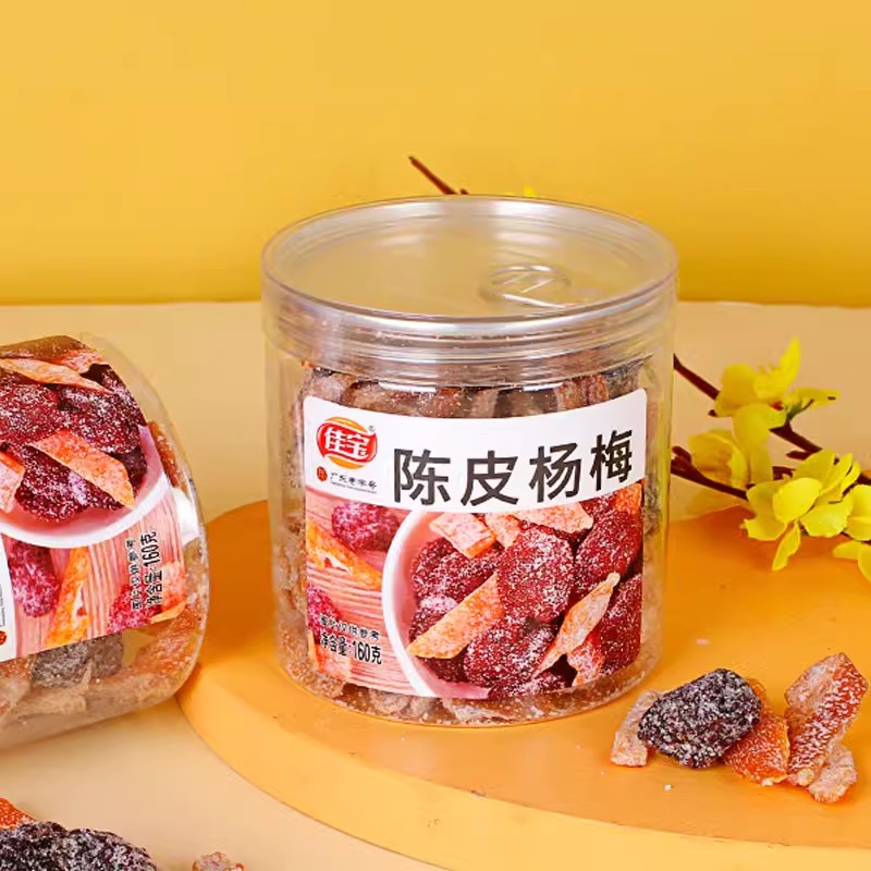 佳宝盐津桃肉韩话梅半边梅水蜜桃蜜饯果脯果干罐装零食组合包邮